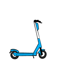 Drawing of a blue e-scooter