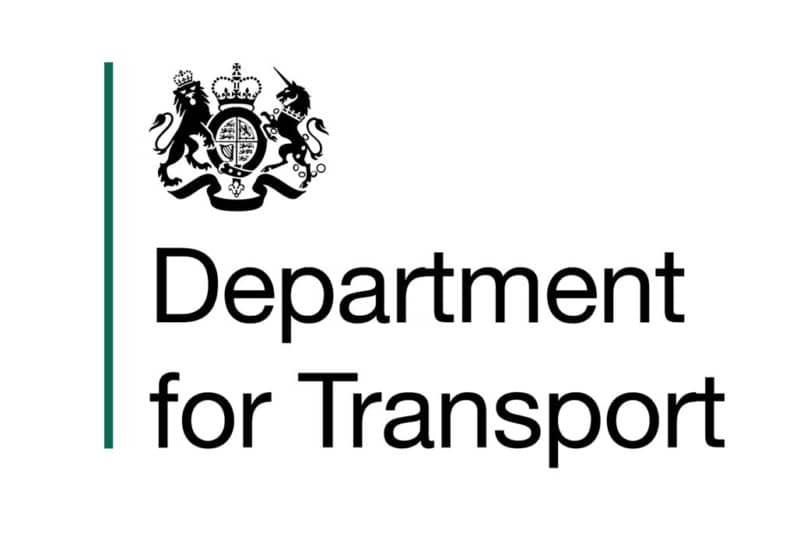 Image of the Government crest and the text 'Department for Transport' in black sans serif text